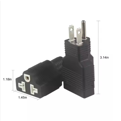 NEMA 5-15P tot 5-15R Rechte hoek aansluitadapter 15A 125V