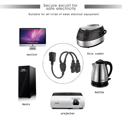 C20 naar 2xC13 Y-splitter netsnoer 15A 250V puur koper