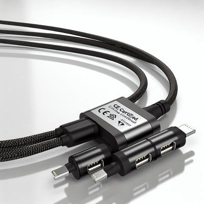 CE-gecertificeerde 3-in-1 USB-oplaadkabel met snelladen 15W
