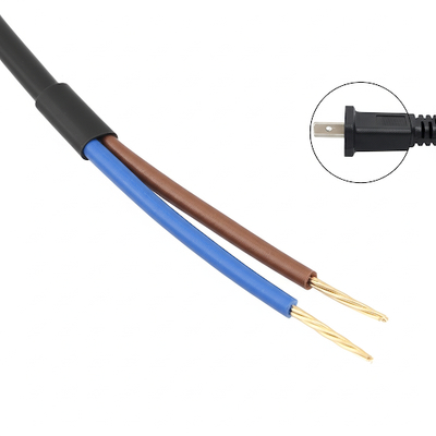 NEMA 1-15P 2-prongs stroomkabel met geblokkeerde uiteinden 18AWG