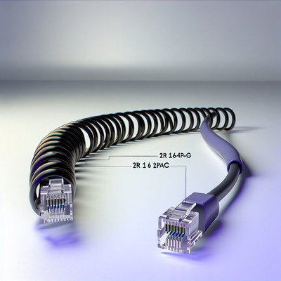 RJ11 6P4C Spiraaltelefoonkabel 12FT van man tot man 24AWG