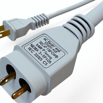 NEMA 5-15P naar IEC C5 Netsnoer 14AWG 250V 16A Zwart