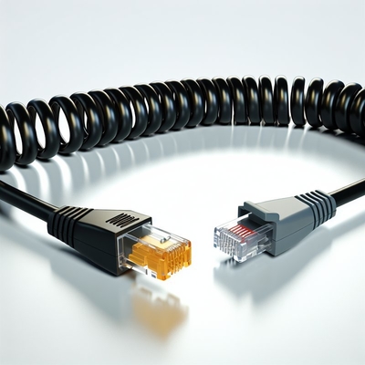 Custom RJ9 Wikkel telefoon kabel 5ft Zwart PVC jasje