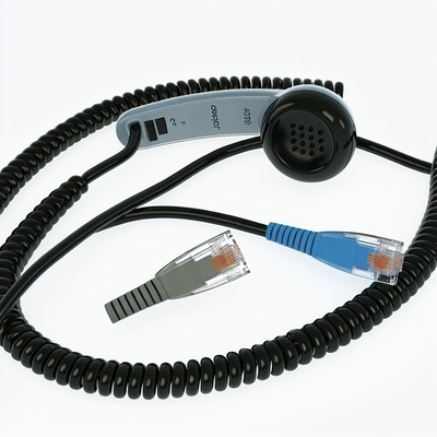 Custom RJ9 Wikkel telefoon kabel 5ft Zwart PVC jasje