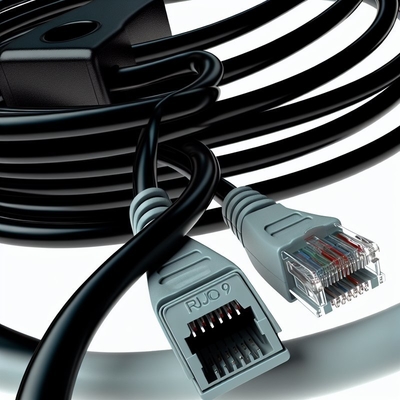 Custom RJ9 Wikkel telefoon kabel 5ft Zwart PVC jasje