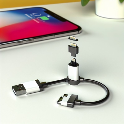 3-in-1 Magnetische USB-kabel Nylon Gevlochten Micro Type C 8-pins