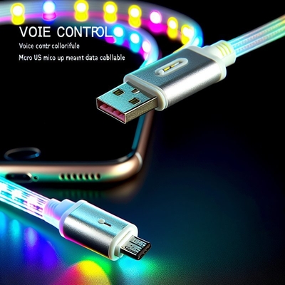 Stemcontrole LED USB Type-C oplaadkabel met kleurrijk licht