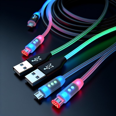 Stemcontrole LED USB Type-C oplaadkabel met kleurrijk licht