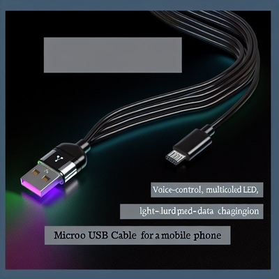 Stemcontrole LED USB Type-C oplaadkabel met kleurrijk licht
