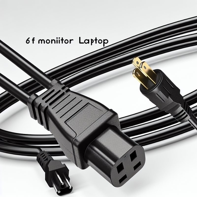NEMA5-15P tot C13 AC Power Cord 1.8m Zwart Wit 7A-15A