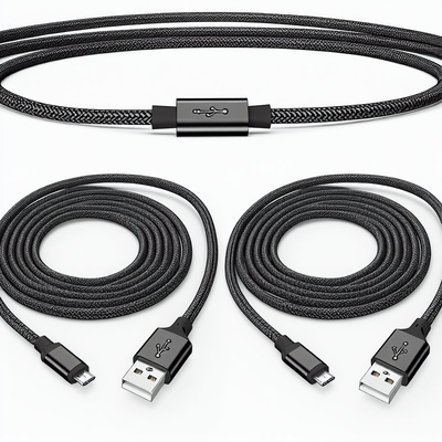 Zwarte USB 2.0 naar Micro USB Kabel 1m 1.5m Gegevensoverdracht Opladen