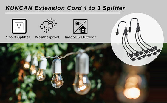 NEMA 5-15P naar 3-weg 5-15R Power Splitter SJTW 16AWG