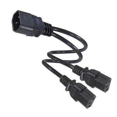 C14 naar Dual C13 Stroomverdeler Kabel 16AWG 10A 250V Haakse