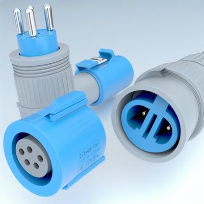 20A 250V Powercon vergrendelbare kabel aansluiting Blauwe Inlaat Grijze stopcontact