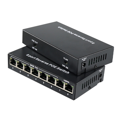 8-poort omgekeerde PoE-switch met 12V gelijkstroomuitgang voor IP-camera's