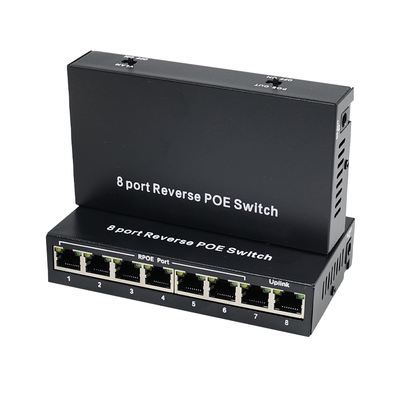 8-poort omgekeerde PoE-switch met 12V gelijkstroomuitgang voor IP-camera's