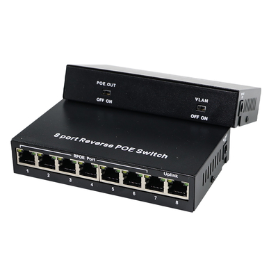 8-poort omgekeerde PoE-switch met 12V gelijkstroomuitgang voor IP-camera's