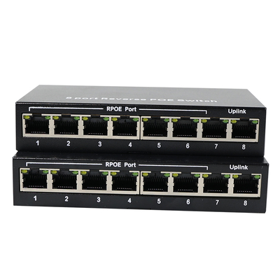 8-poort omgekeerde PoE-switch met 12V gelijkstroomuitgang voor IP-camera's