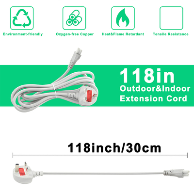 Grijze UK naar C5 netsnoer 1.5M 3-polige klaverbladkabel 250V 2.5A