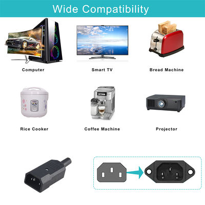 IEC C14 naar C5 Stroomadapter Zwart ABS Plug Converter