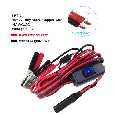 SAE naar Alligator Clip Cable met zekerheid en schakelaar 12V 24V DC