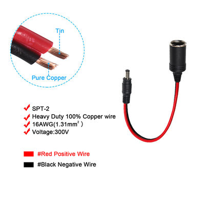 12V 24V Car Cigarette Lighter Socket to DC Plug Cable for Automotive Power Supply, LED Strip Lights, GPS, Dash Camera 6FT