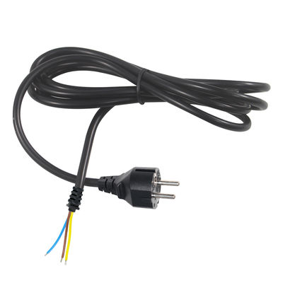 3 Pin EU Schuko Plug to Stripped End Power Cord 250V