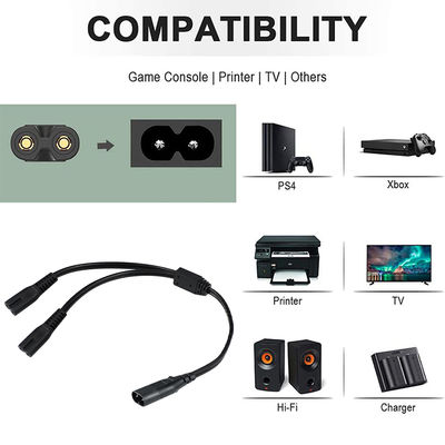 IEC 60320 C8 to 2x C7 Power Splitter Cable 1M PVC