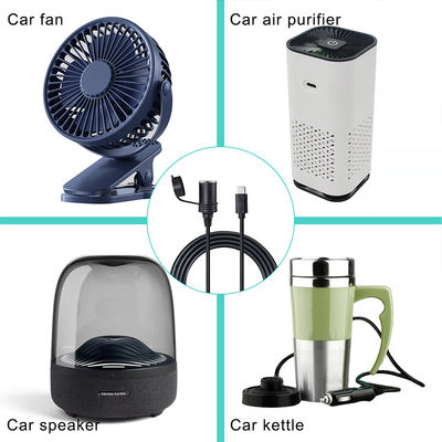 12V auto sigarettenaansteker naar USB-C voedingsadapter converter DC-uitgang met Type-C poort voor telefoon, tablet, GPS, dashcam