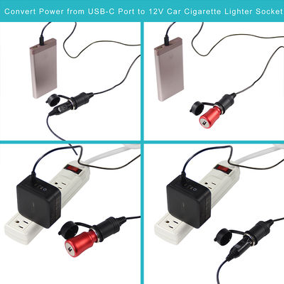 12V auto sigarettenaansteker naar USB-C voedingsadapter converter DC-uitgang met Type-C poort voor telefoon, tablet, GPS, dashcam