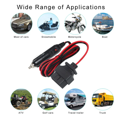 12V auto sigarettenanklaar aansluiting op OBD2 connector Diagnostische voedingskabel met veiligheidsbeveiliging voor automotive scanner code reader ECU