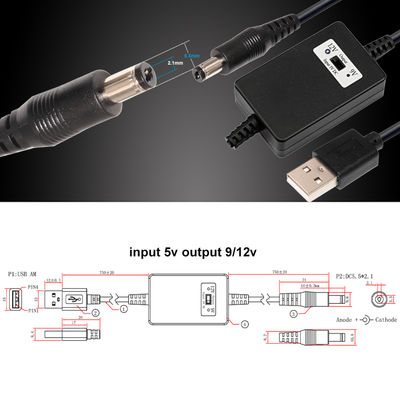 USB naar 9V 12V DC Stroomomvormer Kabel Step-up Boost Adapter Snoer met 5.5x2.1mm Connector voor Router Camera Speaker Modem LED
