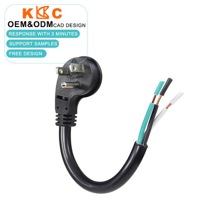 NEMA 5-15P US 3-Prong AC Power Plug to Half-Stripped Cord Assembly for Custom Wiring & Electrical Applications, 18 AWG
