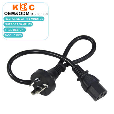 3 pin AU Plug to C13 Power Cord 1.8m Zwart SAA gecertificeerd