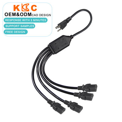 NEMA 5-15P tot 4-poort IEC C13 Power Splitter Cable, AC-verlengkabel voor servers, computers, netwerken, industriële apparatuur