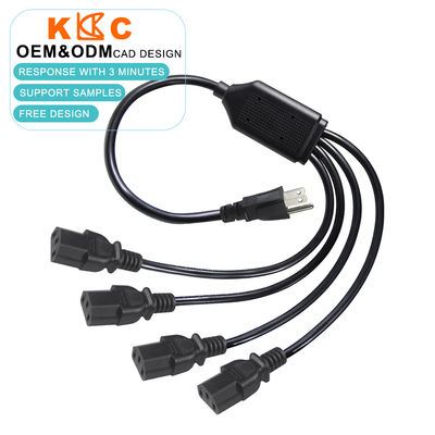 NEMA 5-15P tot 4-poort IEC C13 Power Splitter Cable, AC-verlengkabel voor servers, computers, netwerken, industriële apparatuur