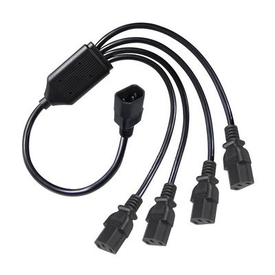 Zwarte spoelhoekconnector H05vv F Plug Iec C13 Iecc14 Man tot Vrouw Y Splitter Kabel Stromverlengingskabel