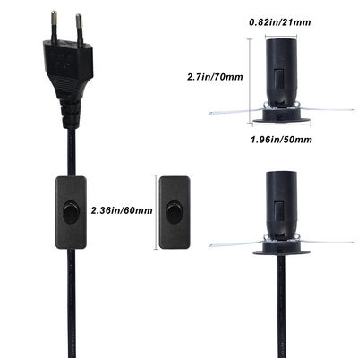 3ft-6ft zoutlamp stroomkabel met E12 E14 E26 E27 lamphouder en aan/uit schakelaar