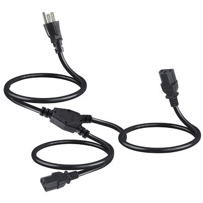 2 stopcontacten Y Splitter Computer Power Cord met standaard Nema 515P AC Plug en C13 Inlet