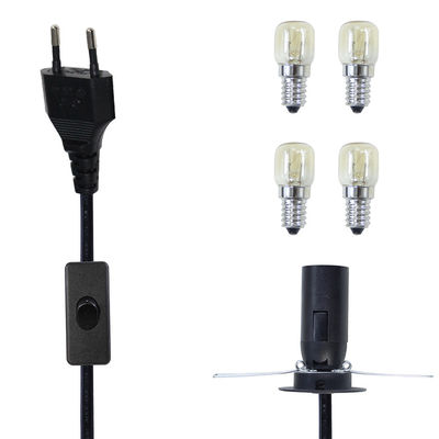 Zwart E12 gloeilamphouder stopcontact elektrische kabel EU 2 pin zoutlamp stroomkabel met 303 aan/uit schakelaar