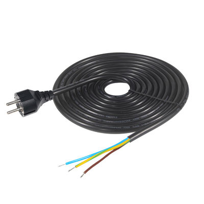3pin H05vv-f 3g 0,75mm2 Vde Ac 3pin ontdaan en geblokkeerd kabelstroomkabel met stekker Eu strip eind