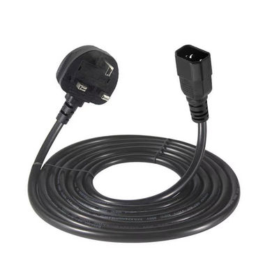 UK to C14 Power Cord 1.2M 250V 10A 16AWG Shielded Cable voor UPS/Server Rack/Medical Device (IP67/RoHS/BS1363)