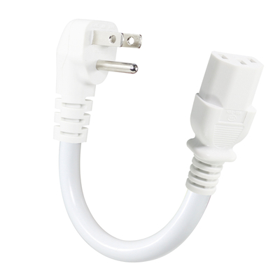 Rechte hoek NEMA 5-15P naar C13 stroomkabel- 3-prong US Plug naar IEC C13 wisselstroomkabel voor monitor, server, PDU, 10A 125V