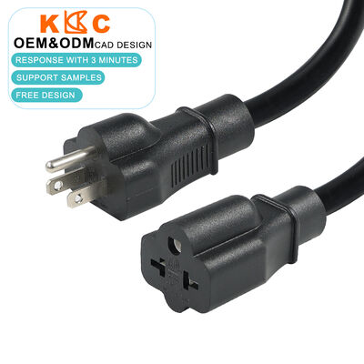 3-aderige 14AWG / 12AWG 15A/20A NEMA 5-15 / 6-20 stekker naar stopcontact verlengsnoeren voor industrieel gebruik, zware geleiders
