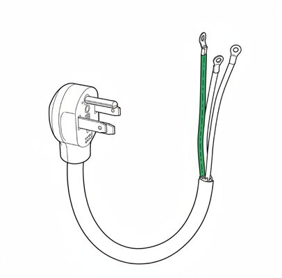 6AWG 125/250V 50A 3-polige NEMA 14-50 stekker naar 10 ringkabelschoen 2m voedingskabel voor kookplaat, fornuis en RV walvoeding